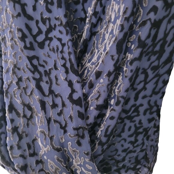 Alfani Velvet Sheer Draped Blouse Top Womens Size PM Purple Black Long Sleeve - Picture 9 of 11